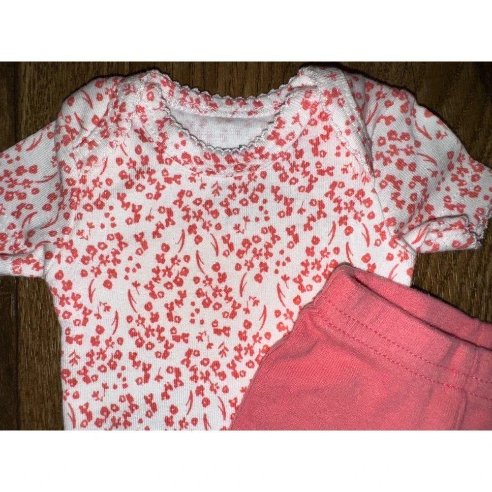Carters Baby Girl Preemie 2 PC Outfit Bodysuit Pants Clothes Floral‎ Reborn Doll